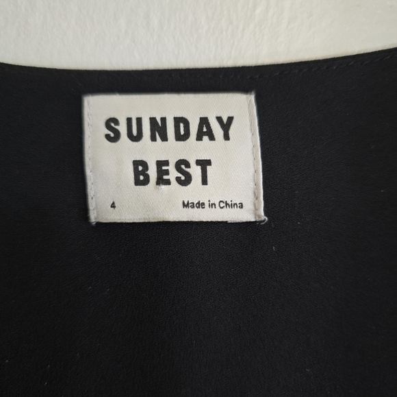 Aritzia Sunday Best Alexi Black Long Sleeve Wrap Mini Dress 4 - Picture 4 of 7